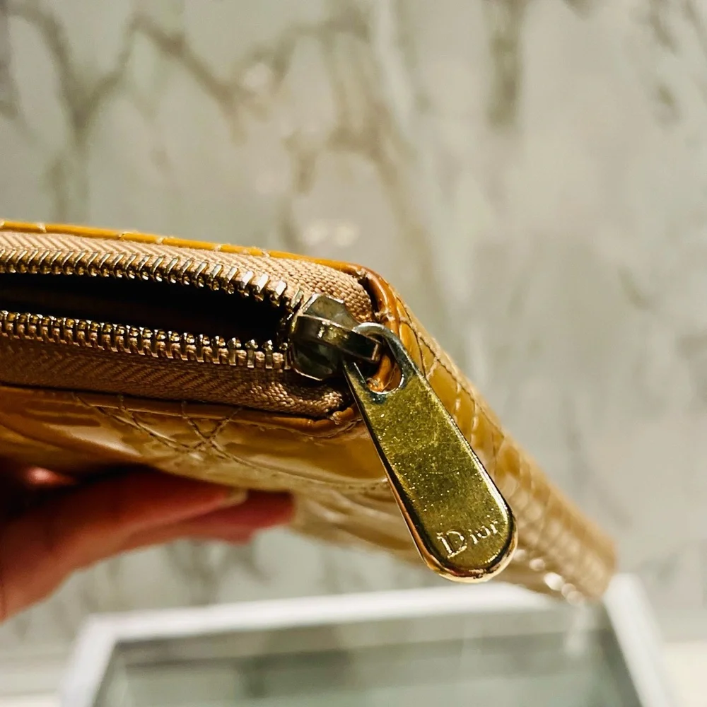 Lady Dior Yellow Cannage Long Wallet